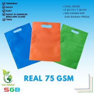 

Tas Spunbond Oval uk 20x26 ketebalan 75 gsm / Goodie Bag / Tas Kain Polos