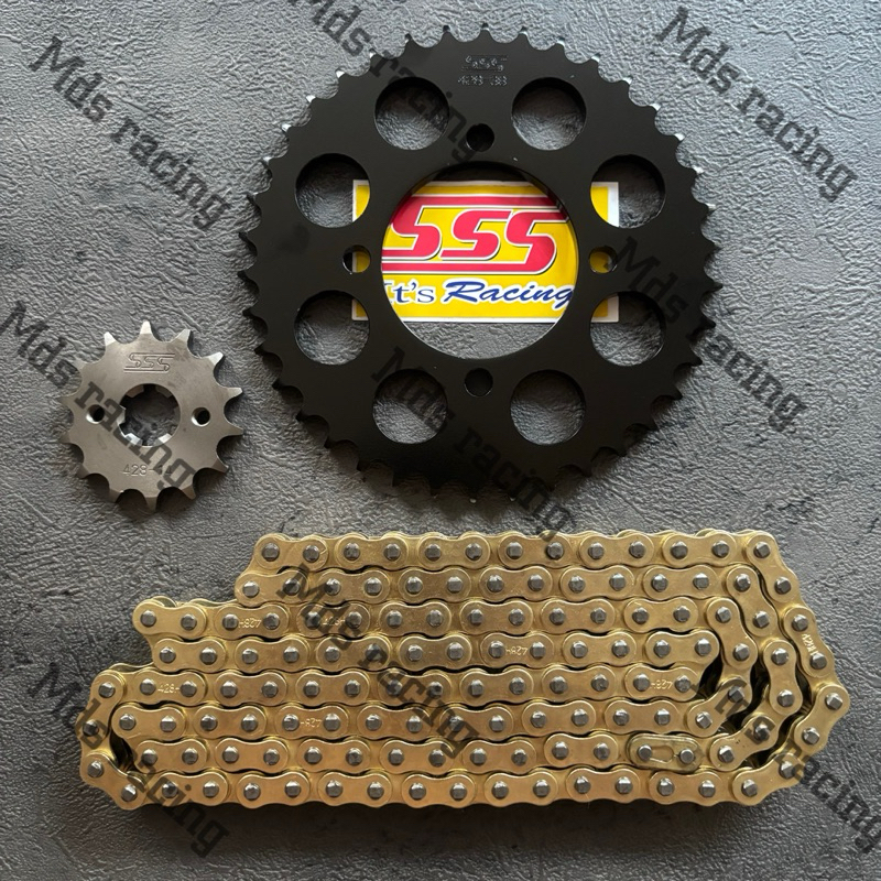 Gear Gir Set SSS 428 STEEL BLACK  Jupiter Mx old , Mx New , Rxking , Jupiter Z , Fizr , Alfa , Jupit