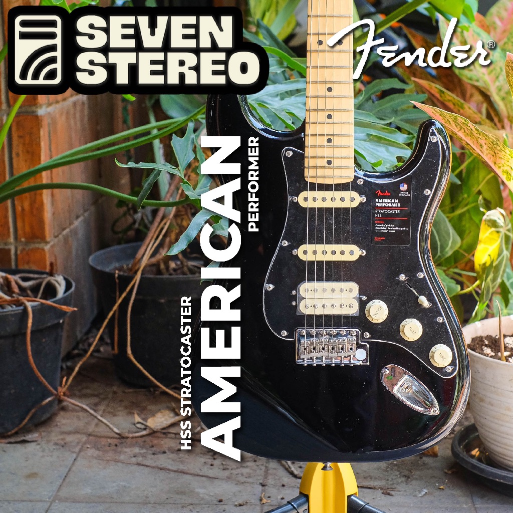 Fender American Performer HSS Stratocaster Guitar Maple FB Black