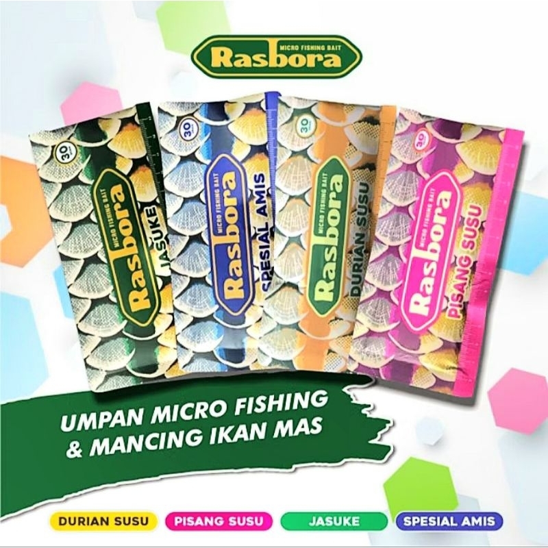 Umpan Ikan Mas RASBORA Jasuke, Durian Susu, Pisang Susu dan Spesial Amis kemasan nano 30 gr