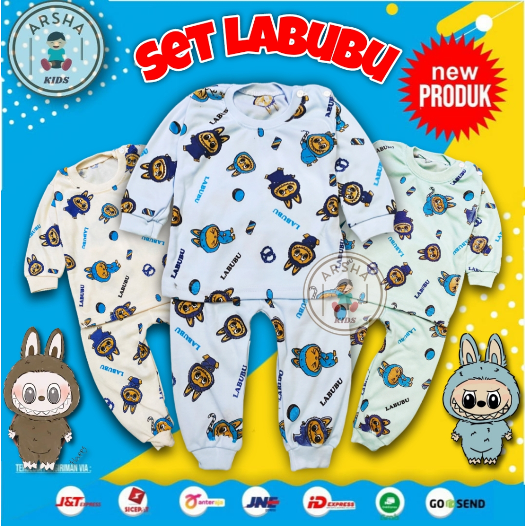 BAJU BAYI 0-6 BULAN LABUBU ONE SET STELAN SETELAN BAJU ANAK BAYI LAKI LAKI CEWEK PEREMPUAN 0-6 BULAN