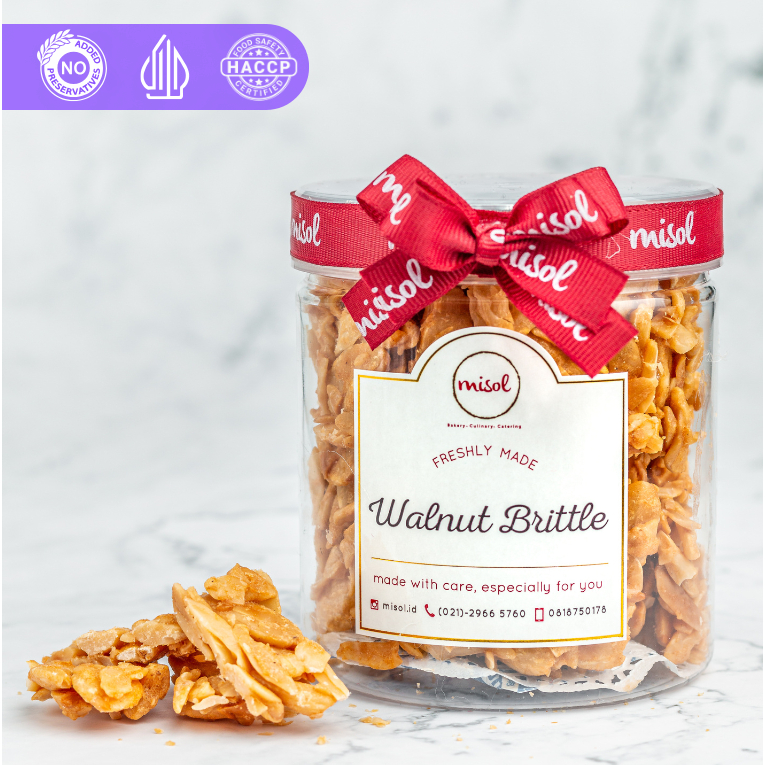 

Walnut Brittle Kue Kering MISOL netto 164 Gr kemasan Toples Bulat