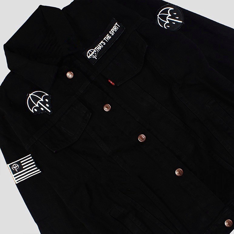 Jaket Denim Bordir Emblem Pria  BMTH BALCK