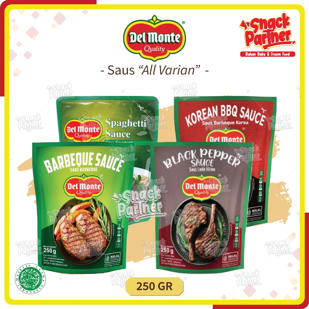 

DELMONTE All Varian Sauce Pouch 250 GR - DEL MONTE Black Pepper Korean Korea BBQ Spaghetti Spageti Bolognese Sauce Saus Saos Lada Hitam Barbeque Pedas Spagheti