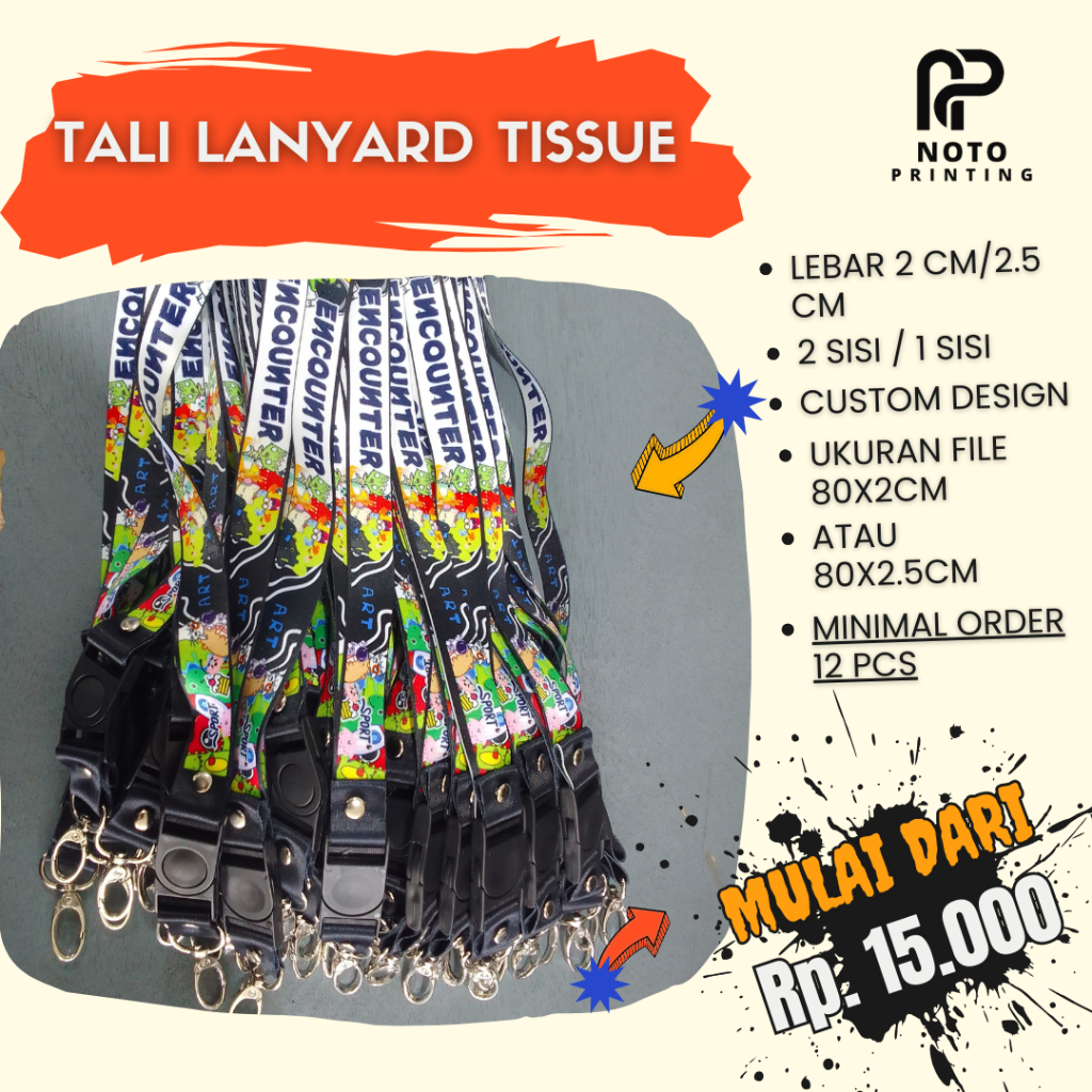 

Cetak Tali Lanyard Custom / Cetak 2 sisi / Tali Id Card Custom | NP