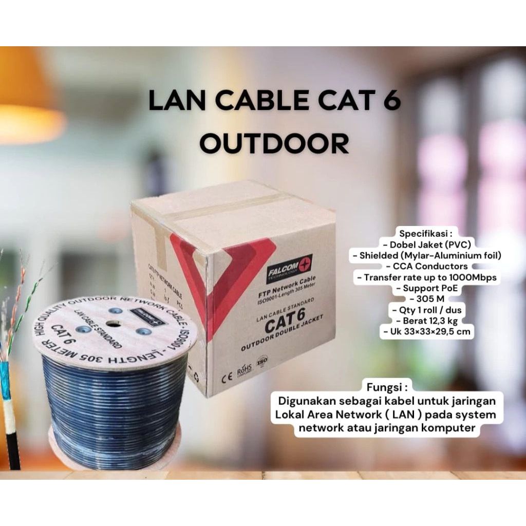 Kabel LAN Cat 6 FTP LAN OUTDOOR - 1 roll 305 meter Original FALCOM Technology