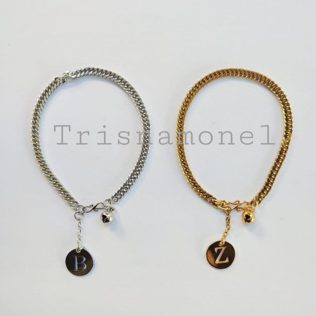 CUSTOM HURUF  gelang rantai titanium size anak sampai dewasa