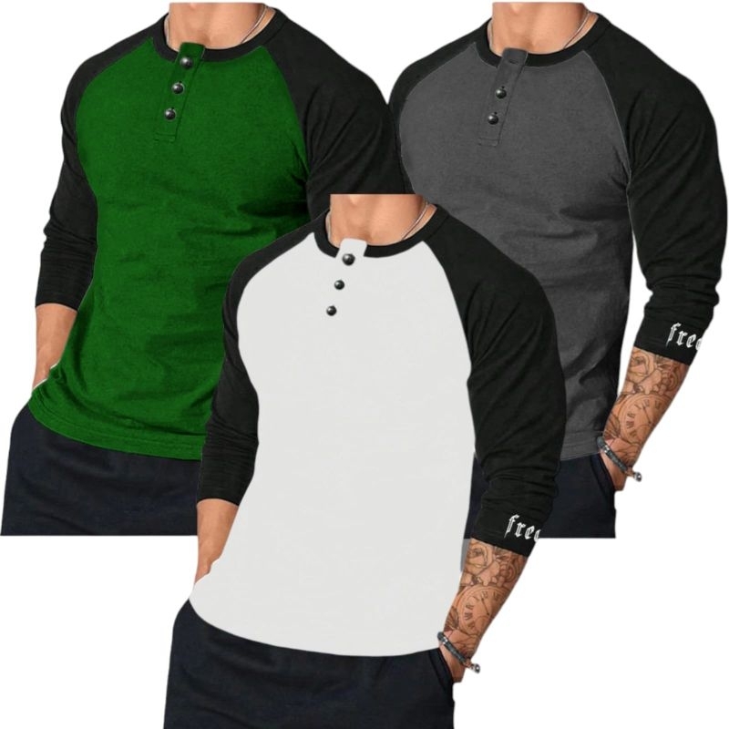 kaos raglan pria lengan panjang/kancing depan Lengan panjang / kaos babyterry / kaos distro pria