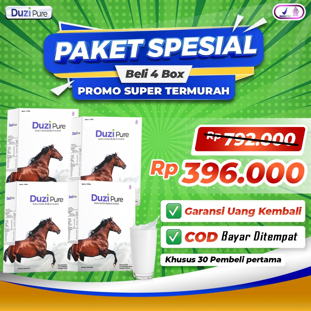 

Duzi Pure Susu Kuda Lombok Murni Kemasan 200gr Bubuk Herbal