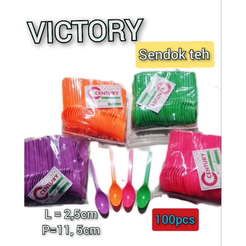 VICTORY SENDOK TEH PLASTIK WARNA - WARNI 100PCS