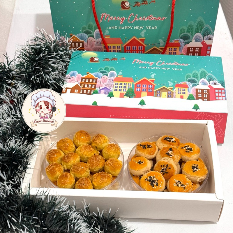 

DM - 2in1 Paket Christmas Hampers Kue Kering Hari Raya Natal dan Tahun Baru Toples Ukuran 250 gram Nastar Natal Hampers Kue Kering Cookies