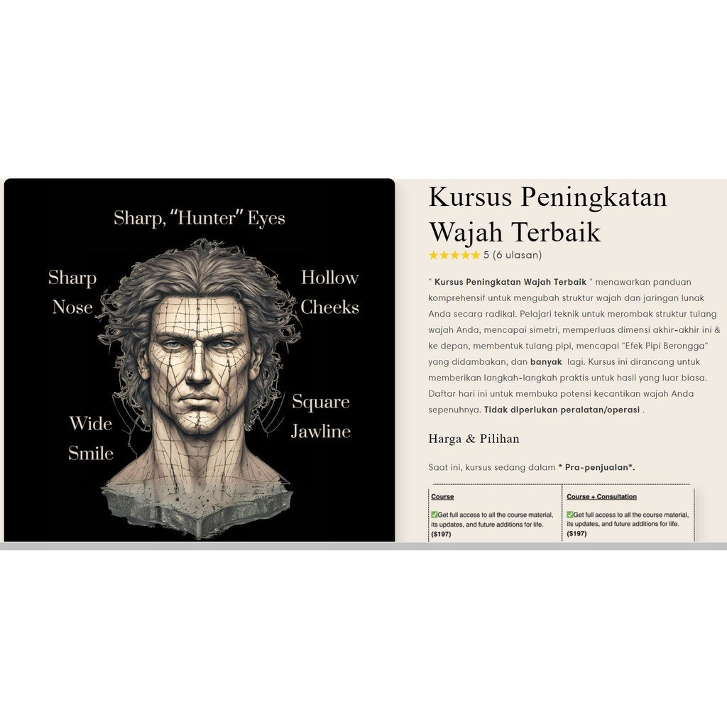 Kursus Ketampanan/Kecantikan Wajah - Ultimate Facial Enhancement Course - Perbaiki Struktur, Simetri