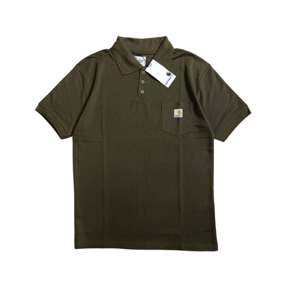 Kaos Polo Shirt Carhartt Pocket Olive
