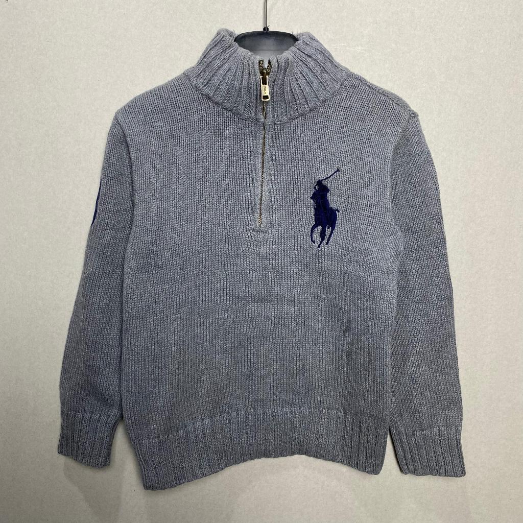 Ralph Lauren Polo Quarter Zip Sweater Gray Black