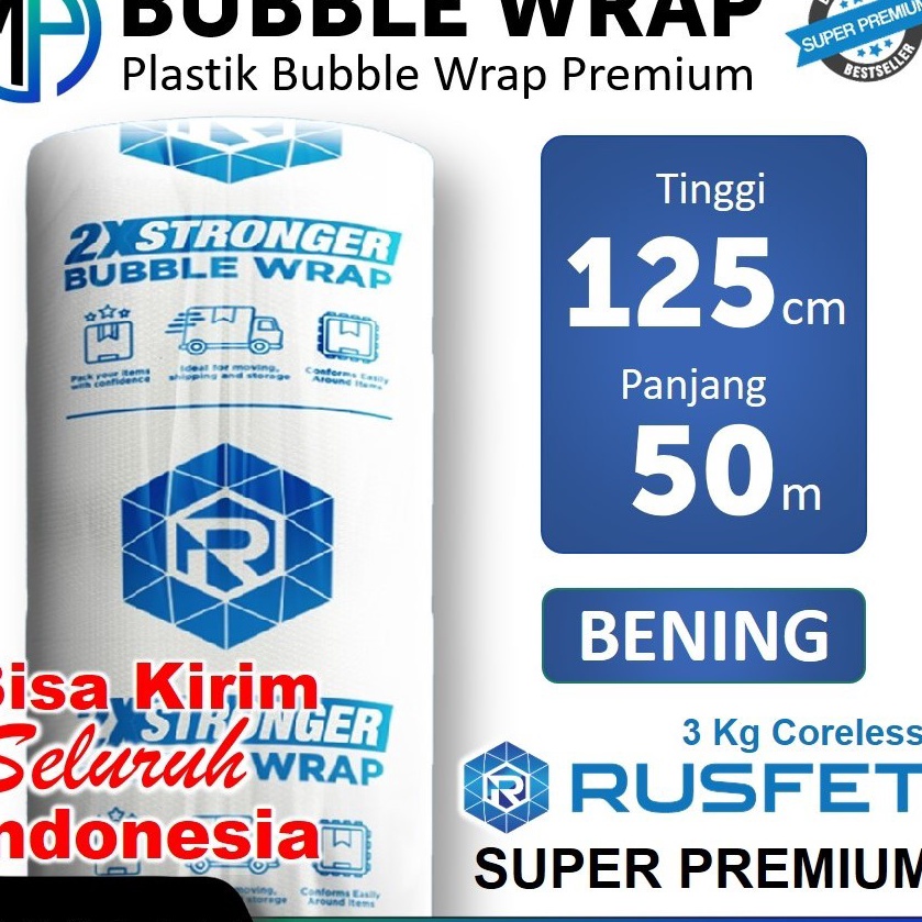 

KP8 Plastik Packing Bubble Buble Wrap Rusfet Roll 125cm x 5m Rusfet Putih Bening Premium Tebal