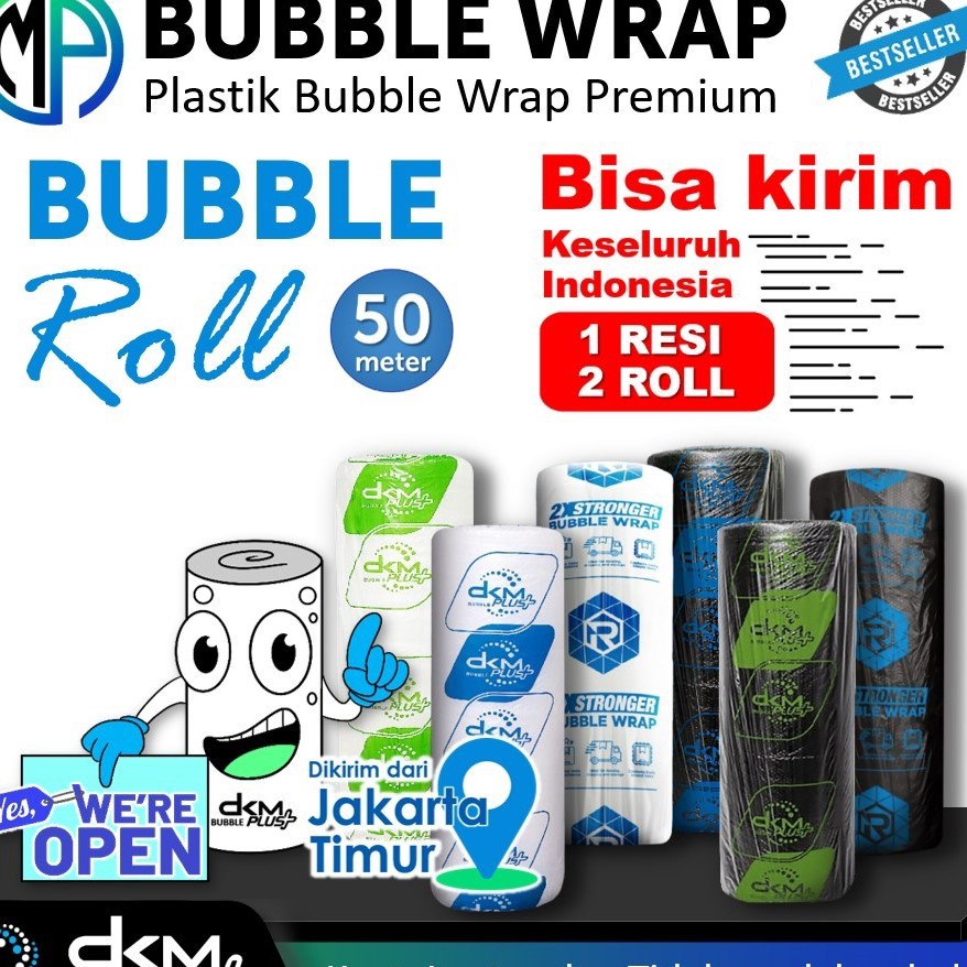 

Hematku Plastik Pembungkus Packing Bubble Wrap Roll DKM 125cm x 5m Bening dan Hitam Merek DKMPlus Rusfet