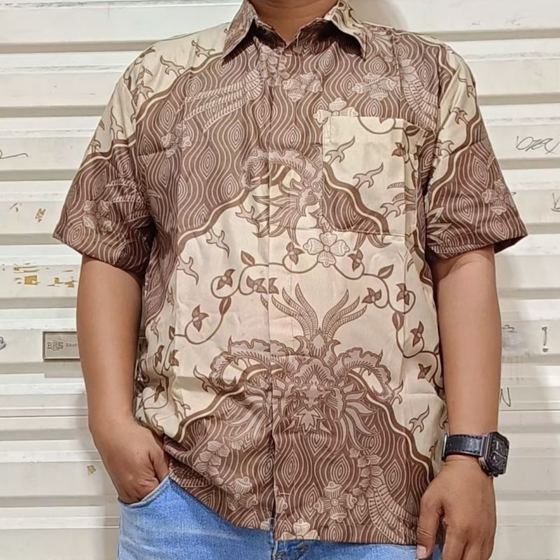 Fatih Batik Medan - Batik Pria Lengan Pendek Coksu KM6378 Baju Seragam Batik Pria Kantor Dan Pesta P