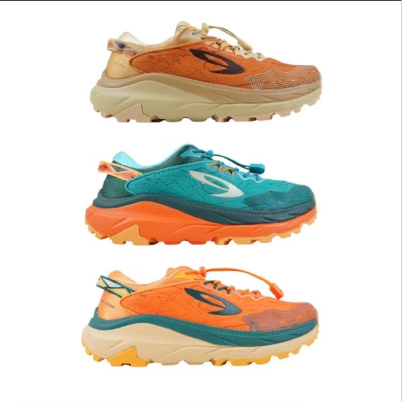 910 nineteen sepatu trail running original terbaru YUZA MARS JEZERO Coklat Tan/Orange/Teal Orange Or