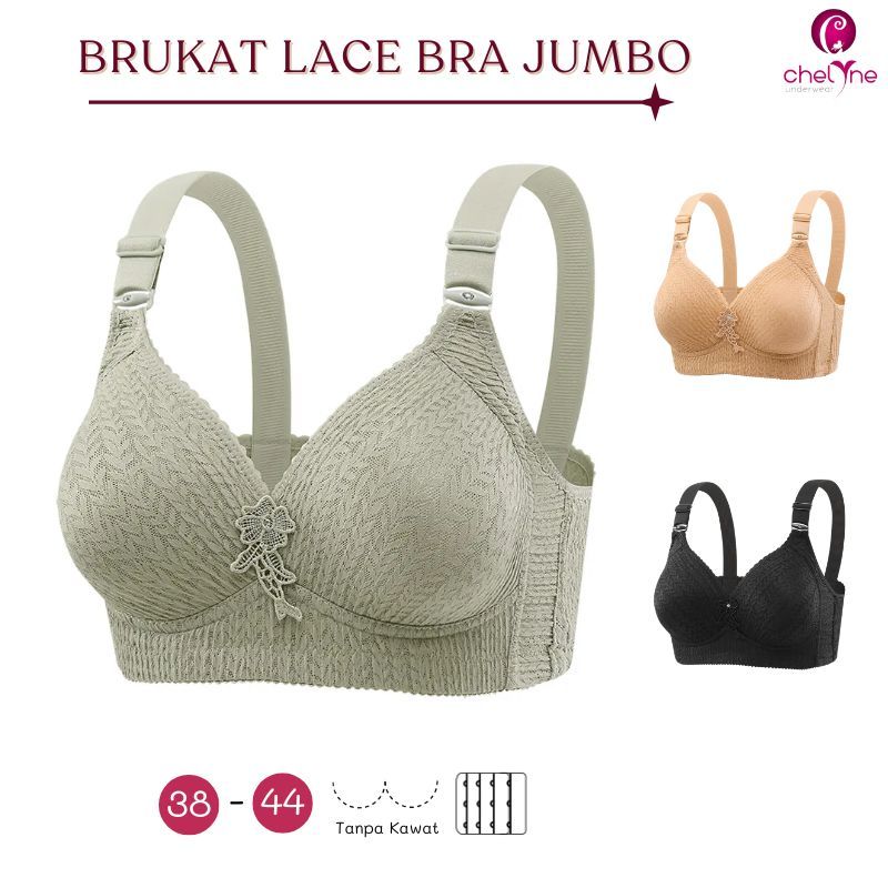 Chelyne BH Wanita B937 Full Cup Brukat Lace Bra - Big Size Bra 38/44 Cup C - BH Jumbo