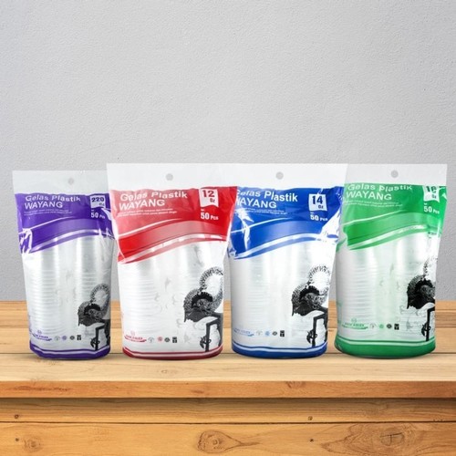 50pc Gelas Plastik Gelas Kopi Plastik 16Oz Gelas Plastik Wayang