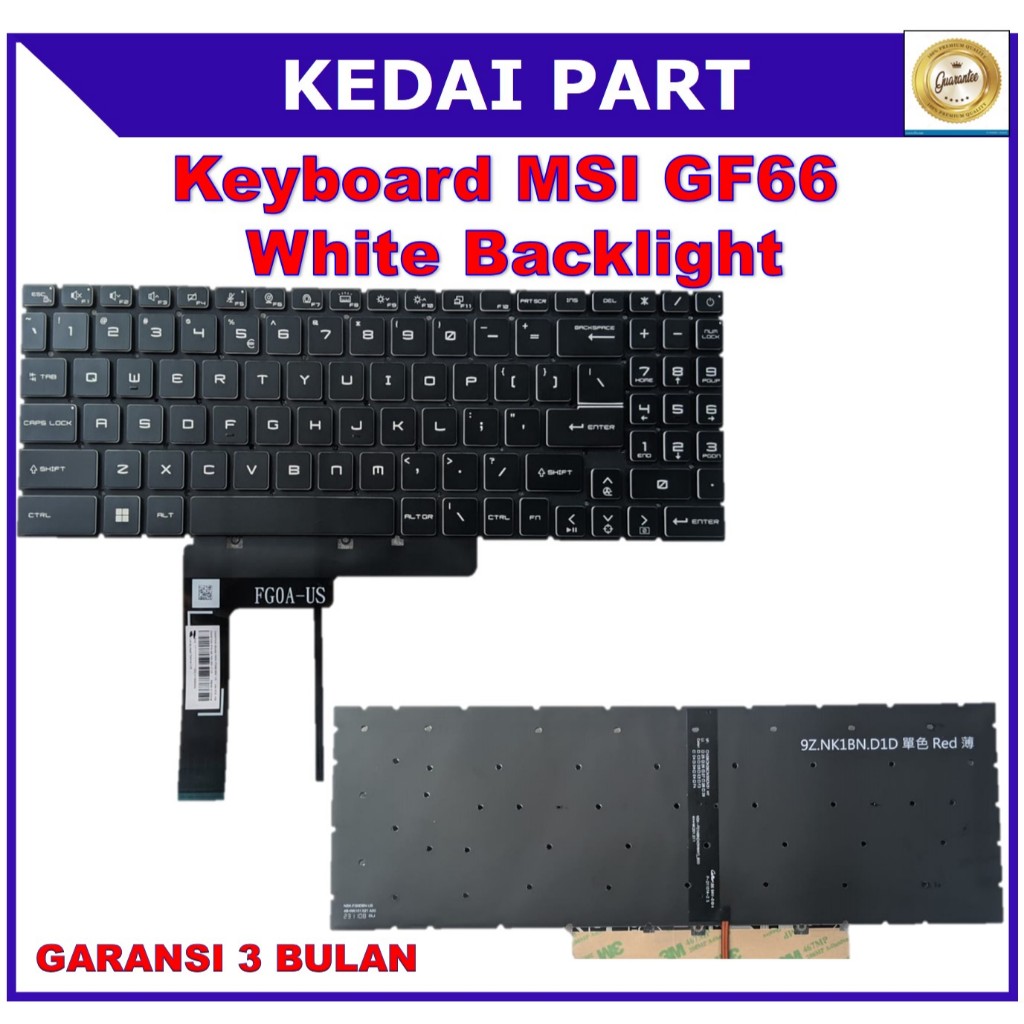 Keyboard MSI GF66 White Backlight