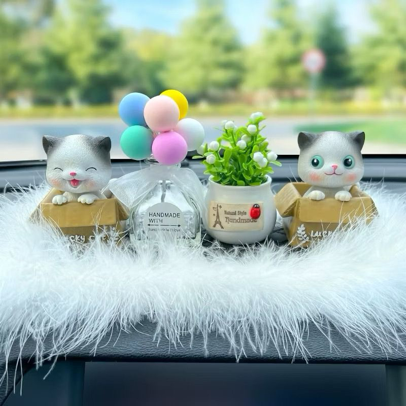 Pajangan Dashboard Mobil Kucing Kardus Hiasan Interior Mobil Lucu Parfum Pajangan Mobil Aksesoris