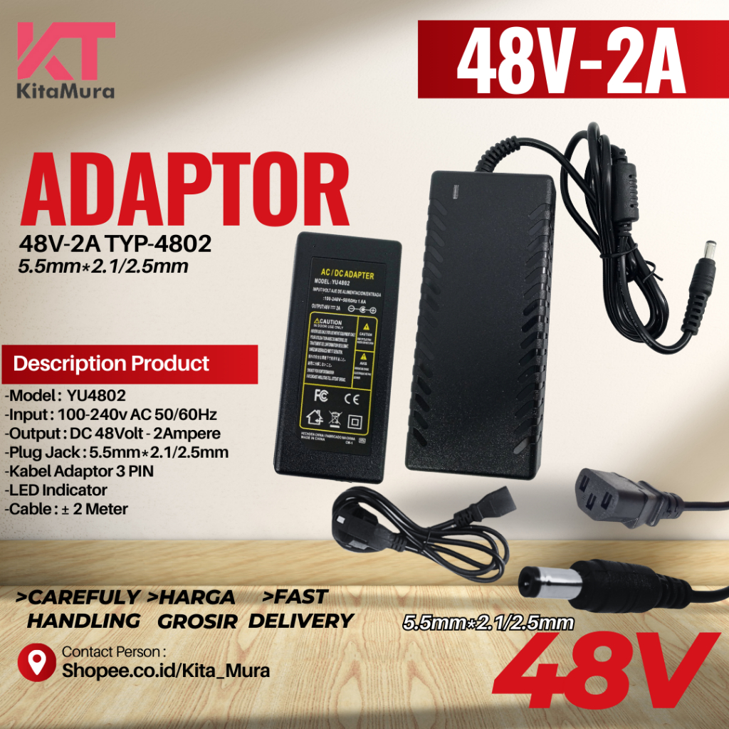 Adaptor 48 Volt 2 Ampere Power Supply || AC DC Adaptor 100-240 Volt 50-60Hertz
