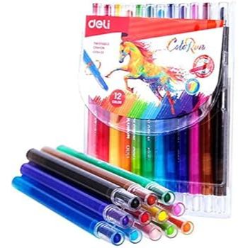 

Deli Twist Crayon / Krayon Putar 12 Warna Anti Kotor Tidak Mudah Patah EC20403