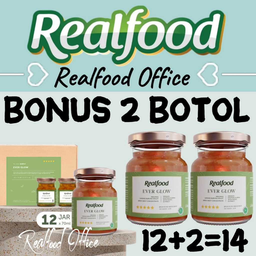 

Realfood Ever Glow 12 Jar Gratis 2 Botol ( Minuman Sarang Burung Walet ) RO