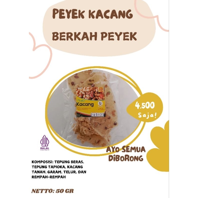 

Peyek Kacang Kemasan Plastik Berkah Peyek 50 Gram