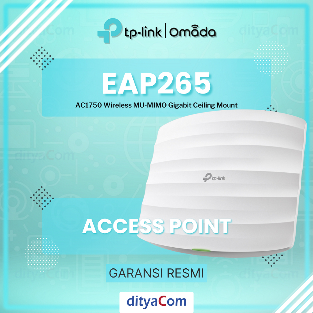 TP-LINK EAP265 HD AC1750 WIRELSS MU-MIMO GIGABIT CEILING MOUNT ACCESS POINT