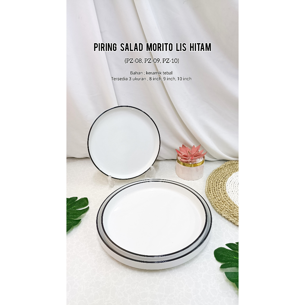PIRING SALAD KERAMIK MORITO LIS HITAM