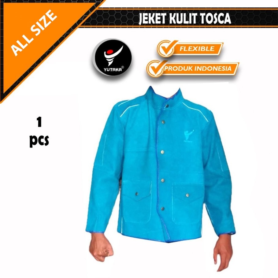 JAKET LAS YUTAKA KULIT biru tosca/ WELDING JACKET YUTAKA