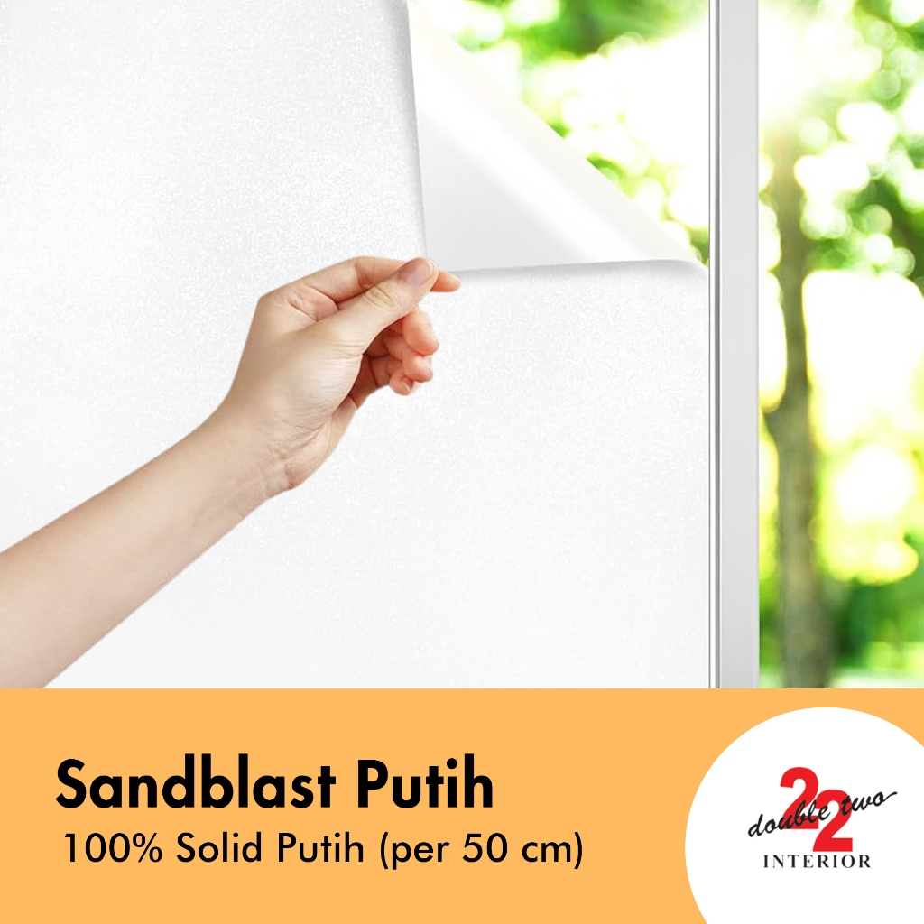 Sandblast PUTIH Polos Solid 100% / Sunblast Kaca PUTIH SUSU / Sticker Kaca Es (per 50 cm)