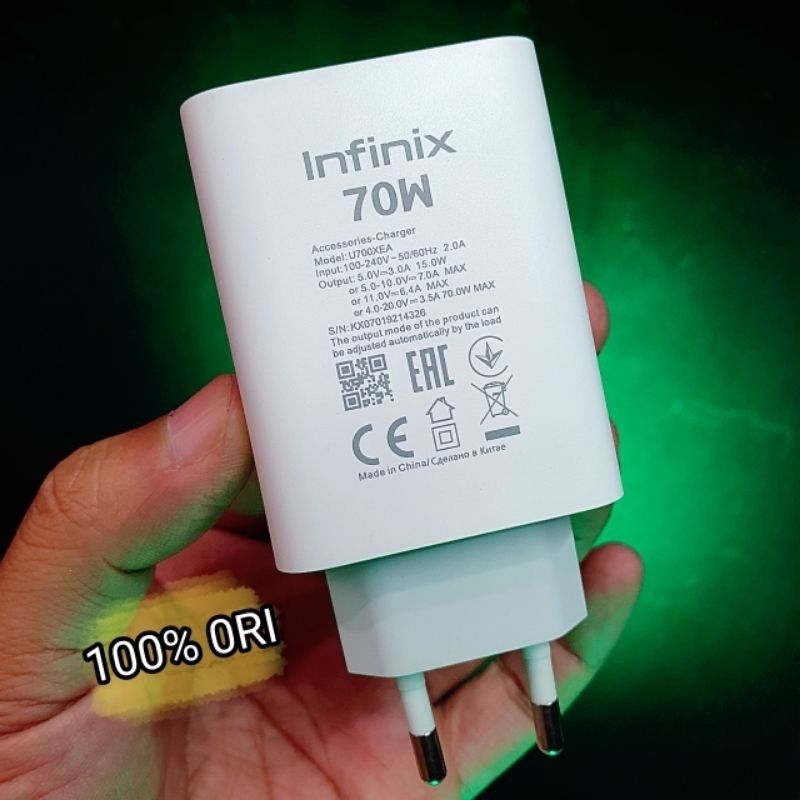 Adaptor Charger Infinix 70W Note 40 Pro Original 100% Copotan HP 70 Watt New