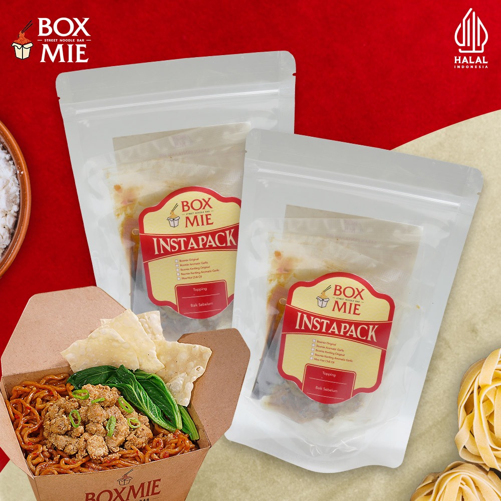 

BOXMIE InstaPack Bakmi Frozen - Paket isi 2 Aromatic Garlic Ayam Cincang