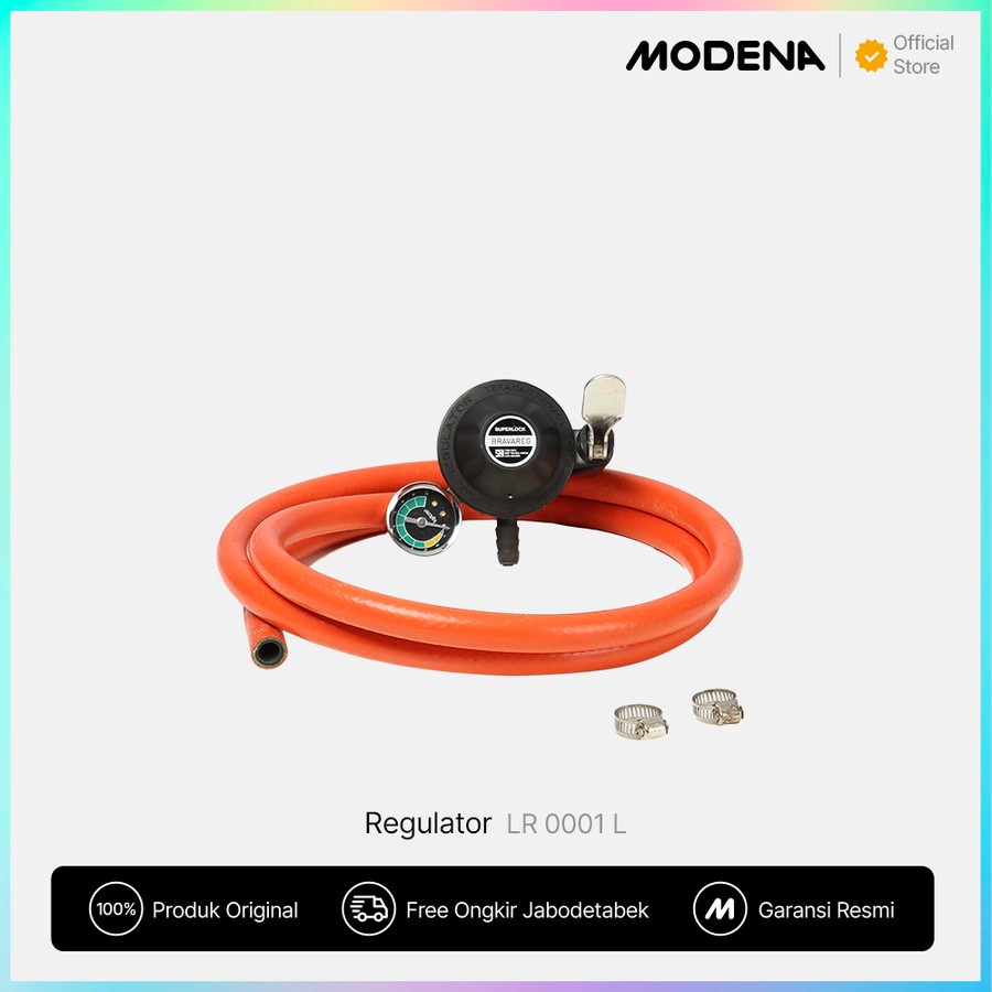 MODENA GENUINE PARTS  Bravareg Set/ Regulator Klik + Selang Kompor Gas - LR 0001 L