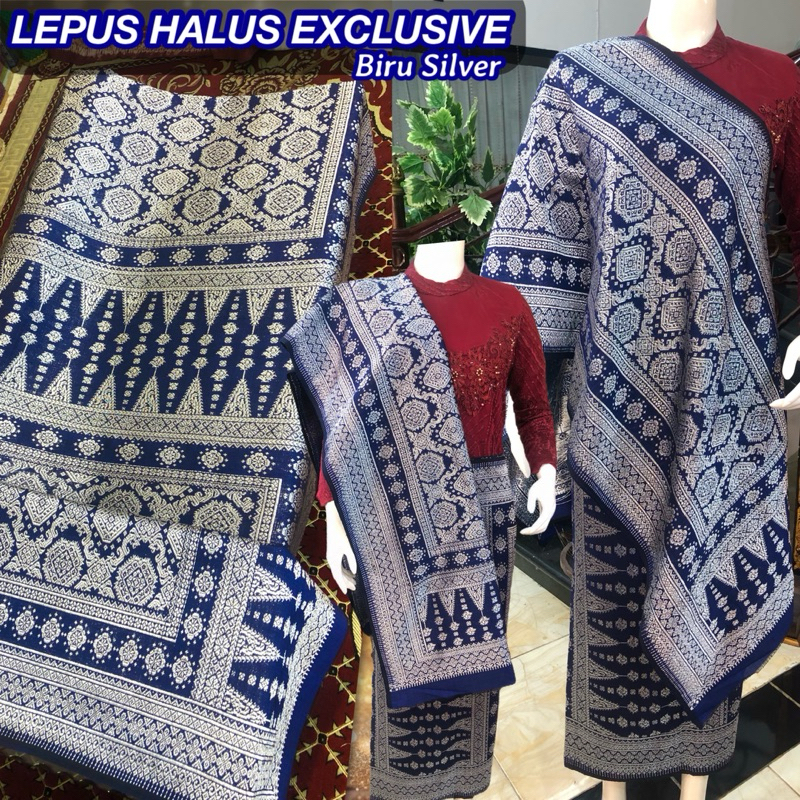 Songket Lepus Halus Exclusive Gebeng ORI warna Biru navy Silver  /songket tenun asli palembang /ilha