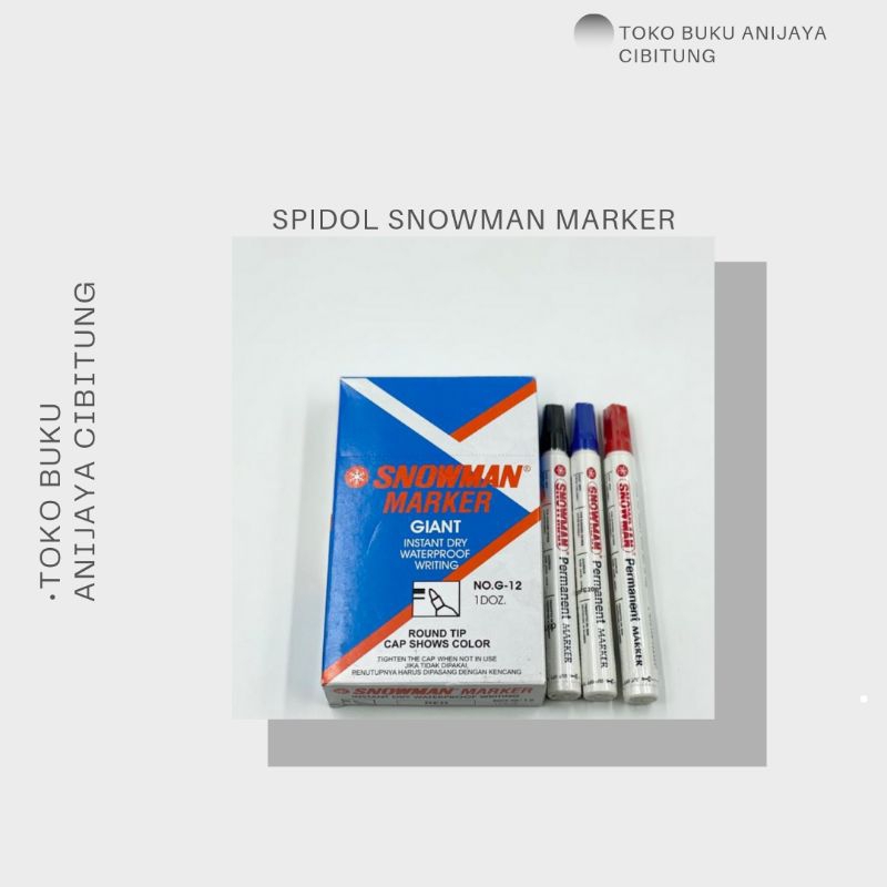 

SPIDOL SNOWMAN G-12 PERMANENT WARNA MERAH,BIRU HITAM 1PCS