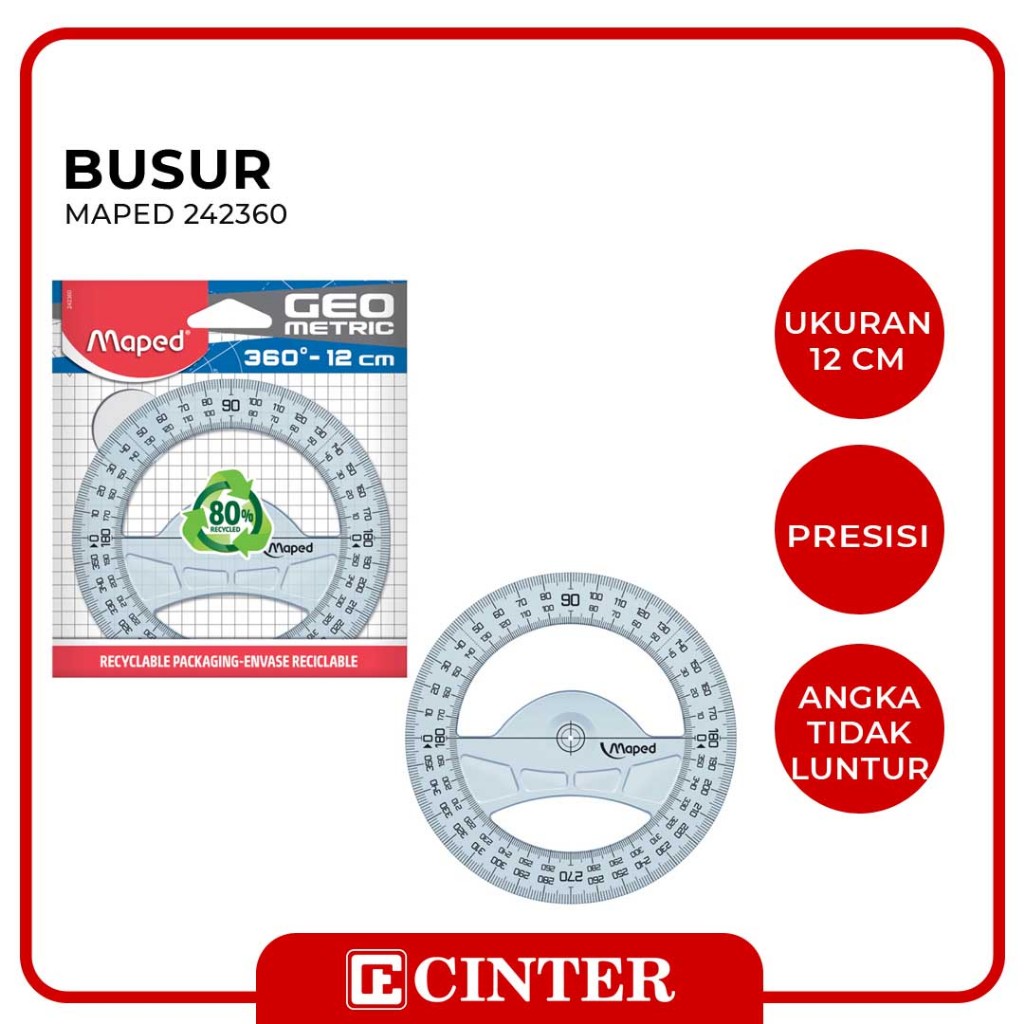 

MAPED - BUSUR / ALAT UKUR SUDUT / GEOMETRIC 12 CM-360" PROTRACTOR 242360