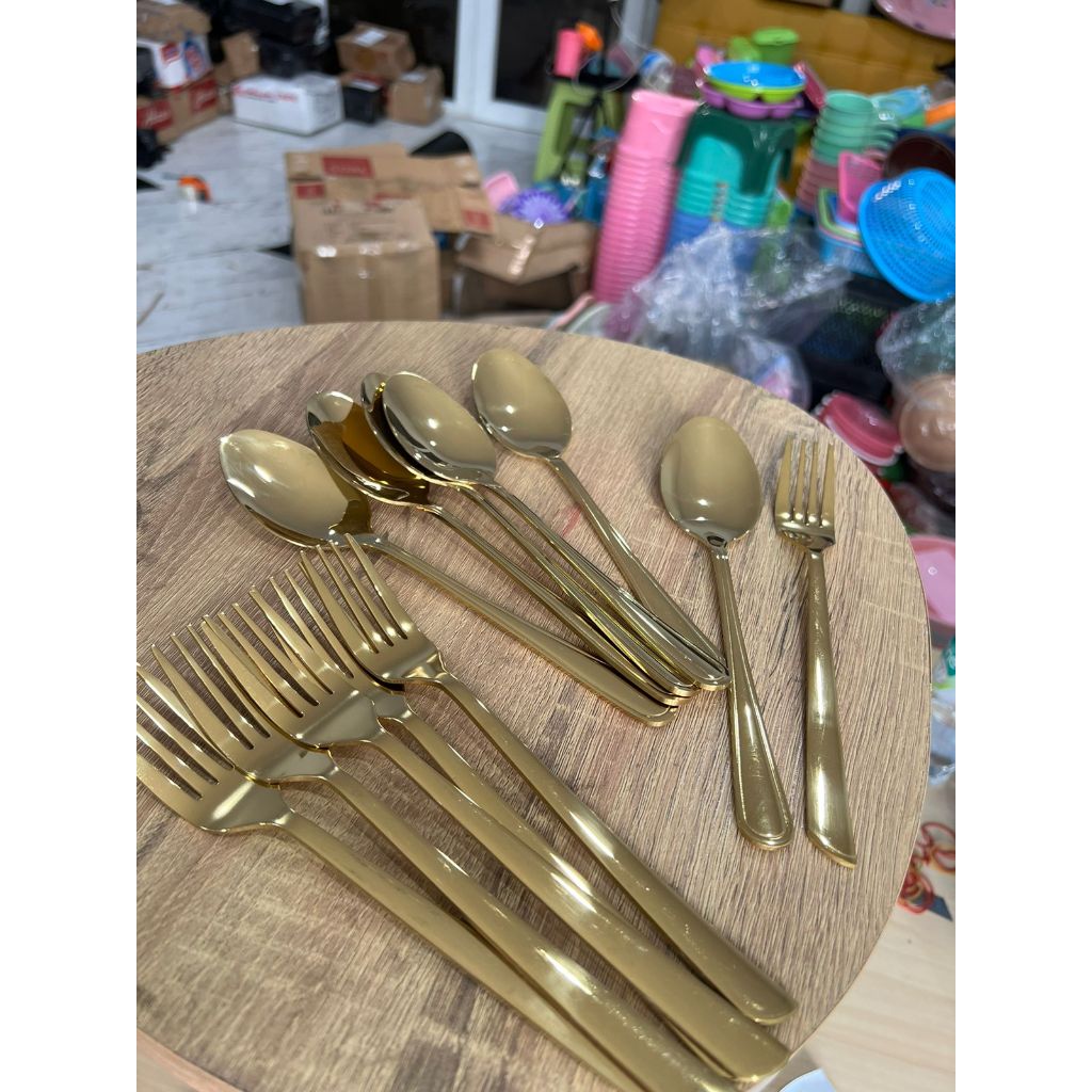 Sendok Emas Stainless Steel / Sendok Garpu Emas / Sendok Garpu Korea