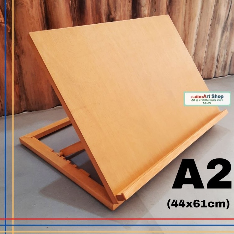 

KODE E48U HARGA SUDAH TERMASUK BOX KARTON Easel Meja Wooden Board A2 44x61 cm dengan 2 Penyangga