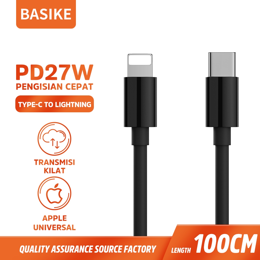[HOT]BASIKE Kabel Data iPhone Fast Charging 27W Type C to Lightning for ios hp original