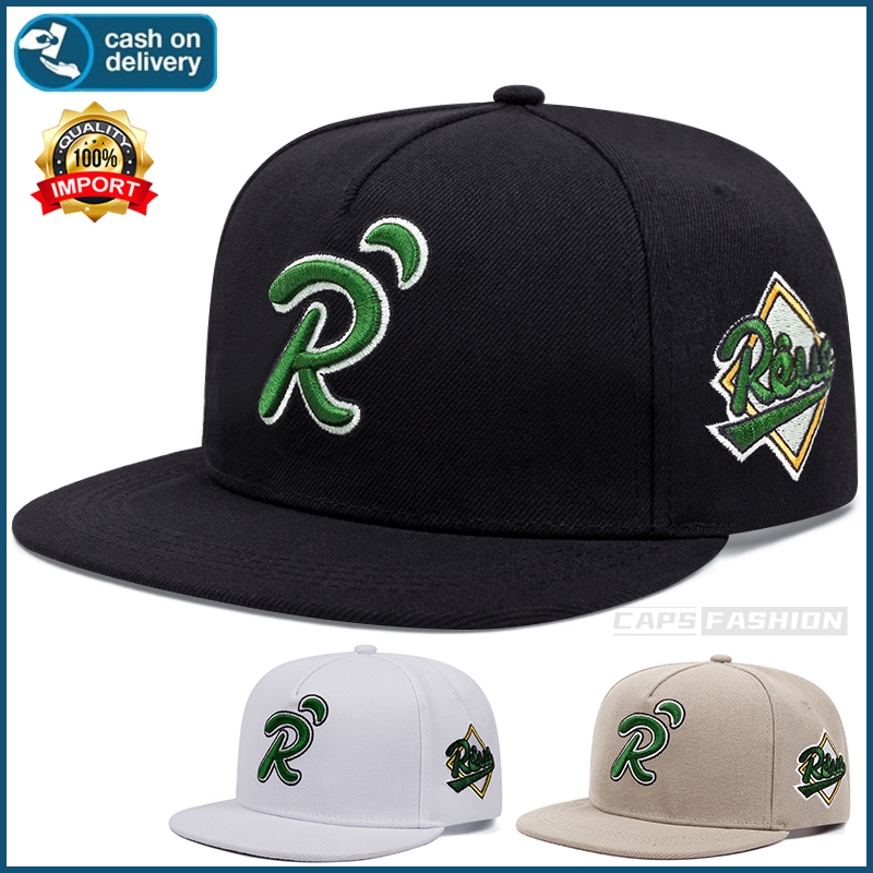 Topi snapback Datar Huruf R Topi Musim Panas Fashion untuk Pria dan Wanita Topi Baseball Ukuran Besa