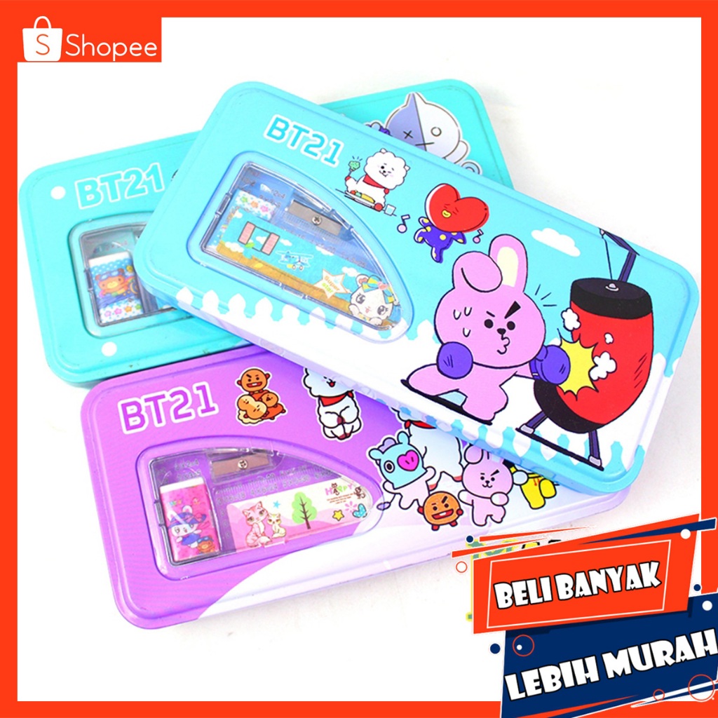 

ATK SET METAL PENCIL CASE AD118 KOTAK PENSIL KALENG ISI KOMPLIT PENSIL PENGGARIS ANAK BERMOTIF LUCU