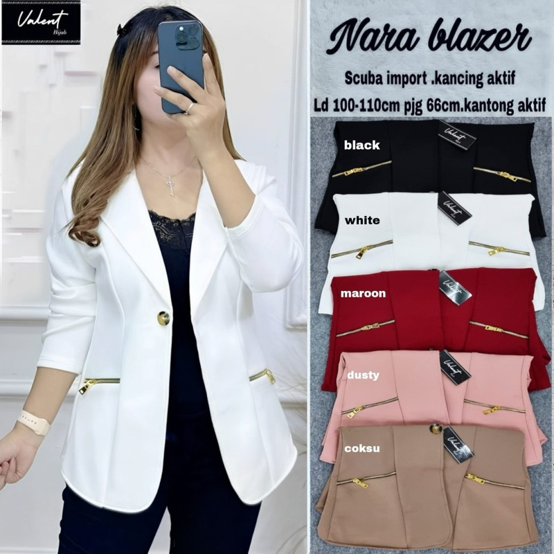 ZS Jasuka Nara Middie Belta Bianca BLAZER / OUTER WANITA MOTIF POLOS