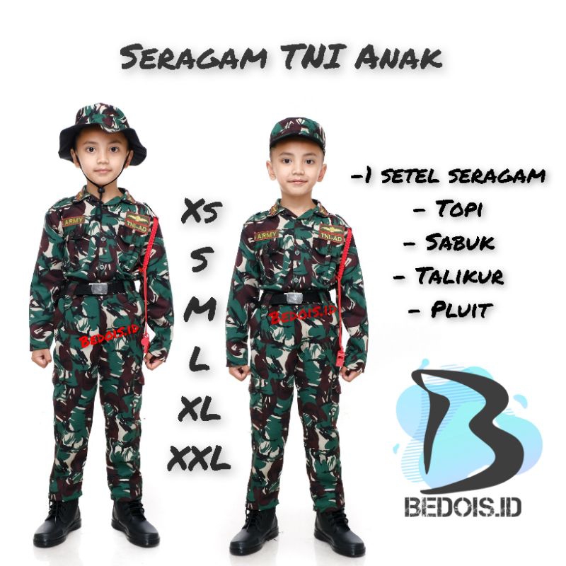 Seragam TNI anak / Seragam profesi anak PDL TNI / Seragam Tentara Anak