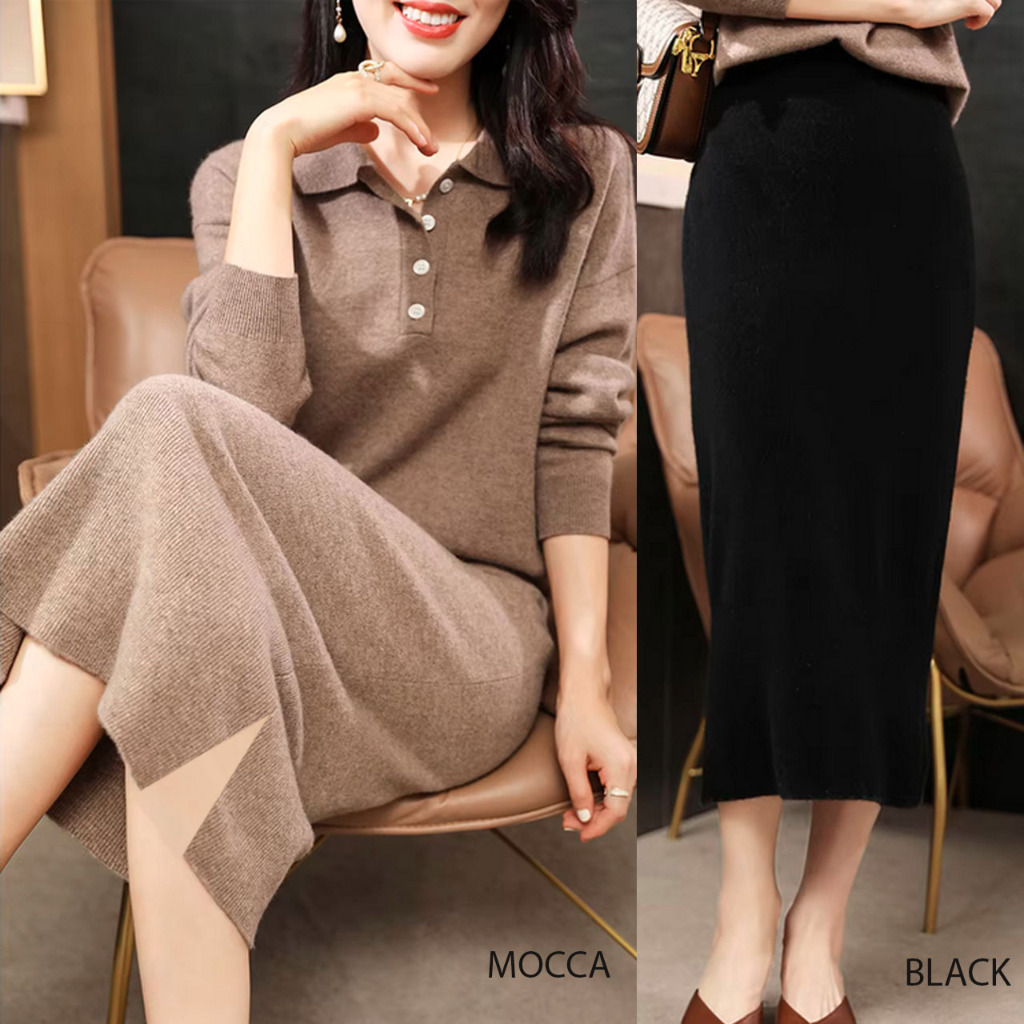 Slit midi skirt / rok midi rajut