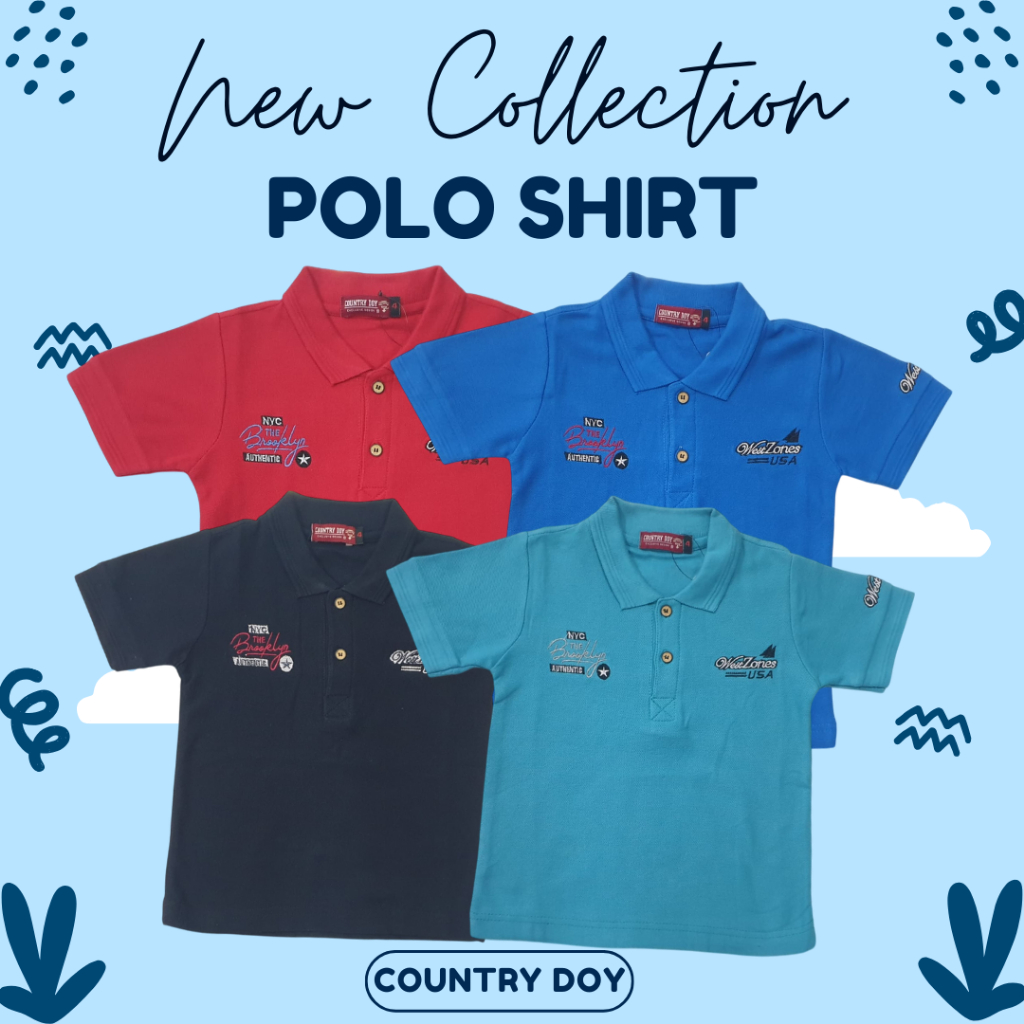 CountryDoy---Polo Shirt Boys Kaos Polo Kaos Kerah Katun sehari hari untuk Anak Laki Laki keren "West