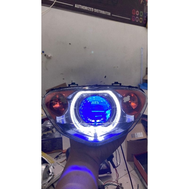 Custom biled set headlamp reflektor Mio smile/ sporty , Mio J biled aes turbo laser 2.5 inc set head